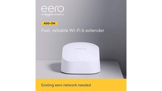 Like-New Amazon eero 6 mesh wifi add-on extender - Add up to 1,500 sq. ft. of Wi-Fi 6 coverage. Required eero mesh wifi system not included - product photo 4 of 5