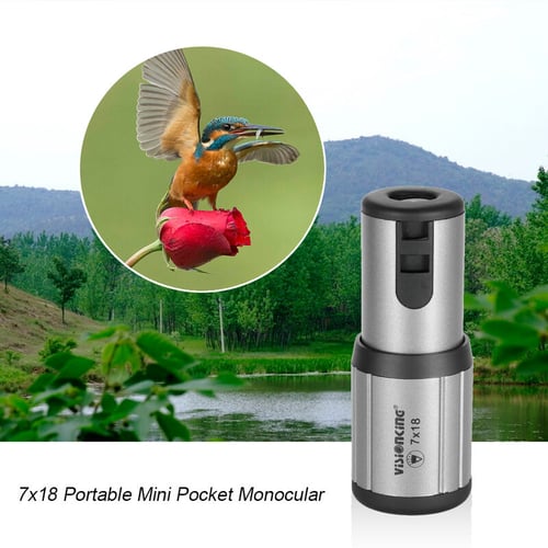 Compact pocket monocular telescope in outdoor use