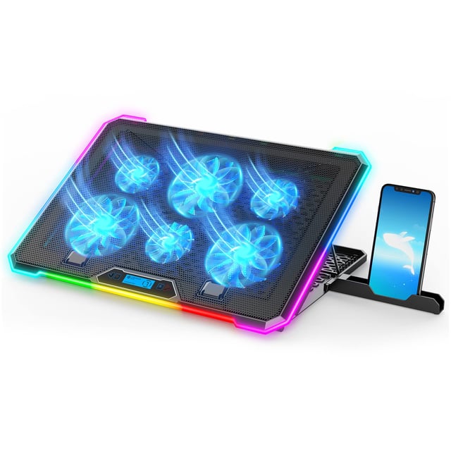 AIMIUZI Laptop Cooling Pad, Gaming Laptop Cooler with 6 Quiet Fans, Laptop Fan Cooling Pad Fits 12-17 Inch Laptop, USB Port Powered, 7 Adjustable Height - product photo 3 of 5