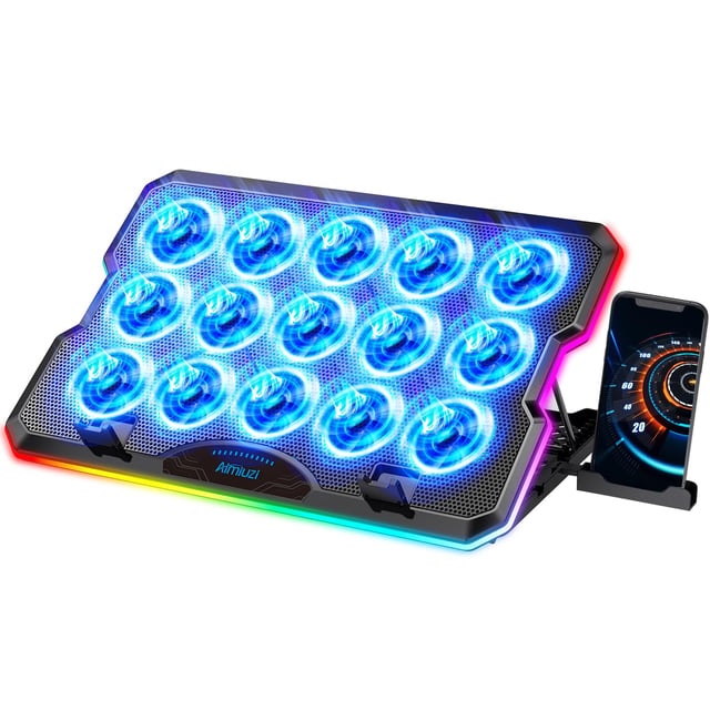AIMIUZI Laptop Cooling Pad, Gaming Laptop Cooler with 6 Quiet Fans, Laptop Fan Cooling Pad Fits 12-17 Inch Laptop, USB Port Powered, 7 Adjustable Height - product photo 5 of 5