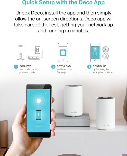 TP-Link Deco XE75 AXE5400 Tri-Band WiFi 6E Mesh System - Covers up to 2900 Sq.Ft, Replaces WiFi Router and Extender, AI-Driven Mesh, New 6GHz Band, 1-Pack - product photo 5 of 5