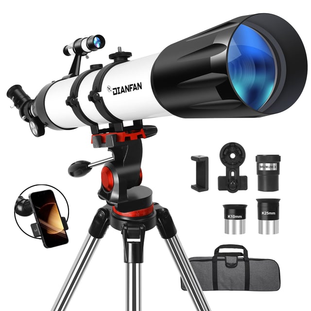 HUGERSTAR Telescope, Telescope for Adults High Powered, 90mm Aperture 800mm Professional Refractor Telescopes for Adults Astronomy Beginners with AZ Mount Stainless Tripod, Carry Bag and Moon Filter - product photo 4 of 5