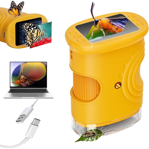 WonderQuest 4K Microscope in yellow with IPS screen