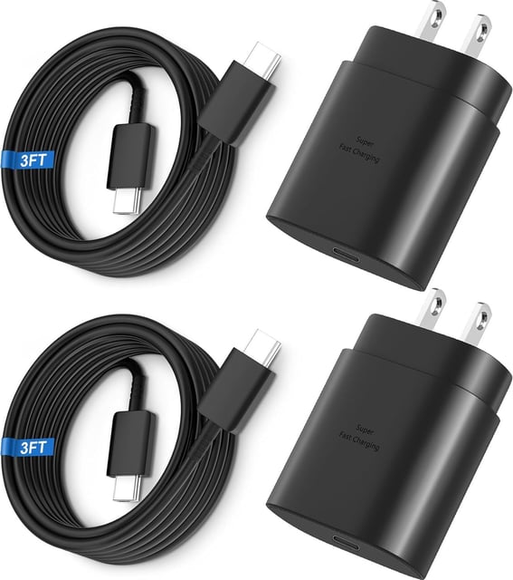 Super Fast Charger Type C, 25W USB C Wall Charger Fast Charging for Samsung Galaxy S26 Ultra/S26/S26+/S25 Ultra/S25/24 Ultra/S24/S23 Ultra/S22 Ultra with 3FT Long Android Type C Charger Cable 2Pack