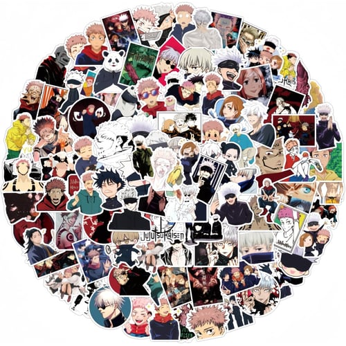 Full sheet of 50 unique cartoon stickers