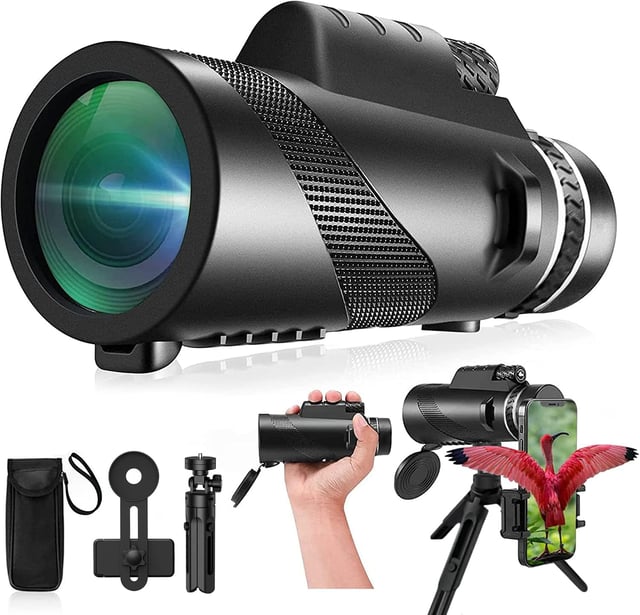 Monocular-Telescope 80x100 High Powered Monoculars High Definition for Adults High Powered with Smartphone Adapter Telescope Hunting Wildlife Bird Watching Travel Camping Hiking-Black - product photo 3 of 5