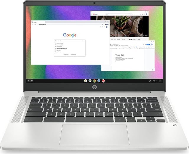 HP Chromebook 14 Laptop, Intel Celeron N4120, 4 GB RAM, 64 GB eMMC, 14" HD Display, Chrome OS, Thin Design, 4K Graphics, Long Battery Life, Ash Gray Keyboard (14a-na0226nr, 2022, Mineral Silver)