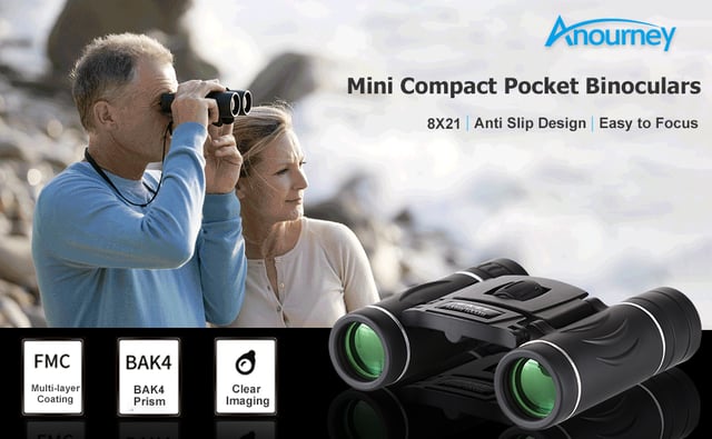 Anourney 8x21 Mini Compact Pocket Binoculars, Lightweight Foldable Easy Focus Small Binoculars for Adults Kids Bird Watching,Opera Concert, Travel, Hiking, Outdoor Scenery, Football Game - product photo 5 of 5