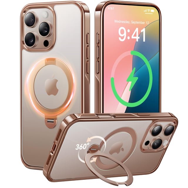 CASEKOO Royal Purple Titanium for iPhone 14 Pro Max Case with 360° Spin Magnetic Stand [Fit for MagSafe][16FT Military Protection] Polished Clear Frame Titanium Alloy Sturdy Stand 6.7'', Deep Purple - product photo 2 of 5
