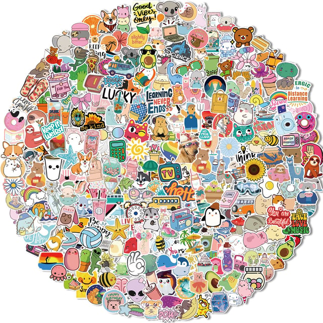 100 PCS Water Bottle Stickers for Kids Teens Girls Adults, Aesthetic Cute Vinyl Waterproof Vsco Cool Stickers, Laptop Scrapbook Skateboard Computer Car Sticker Packs - product photo 4 of 5