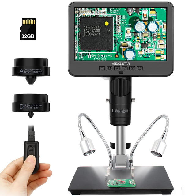 LINKMICRO LM109A 10.1'' LCD Digital Microscope with Screen for Adults, Soldering Electronics Microscope [Flex Arm Stand] 260X Full View Error Coins Camera Magnifier with 56 LED Ring Light, PC View - product photo 5 of 5