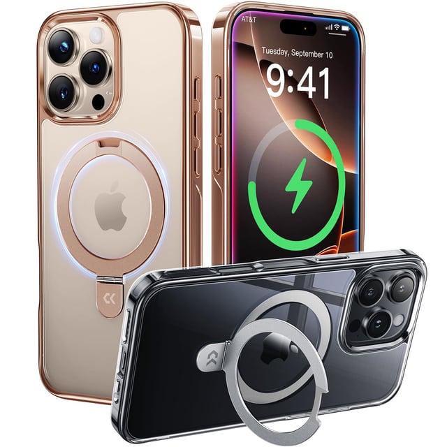CASEKOO Royal Purple Titanium for iPhone 14 Pro Max Case with 360° Spin Magnetic Stand [Fit for MagSafe][16FT Military Protection] Polished Clear Frame Titanium Alloy Sturdy Stand 6.7'', Deep Purple - product photo 4 of 5