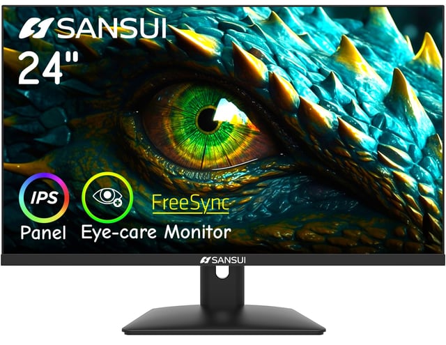 SANSUI Computer Monitor 24 inch Eye Care FHD 1080P Display HDMI,VGA Ports with 178° Viewing Angle/Frame-Less/Tilt/VESA Compatible for Office and Home - product photo 5 of 5