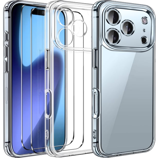 ivoler 3-in-1 Clear Case Designed for iPhone Air 6.5" 2025 with 2 Pack Tempered Glass Screen Protector, Military Shockproof Hard Back Slim for iPhone 17 Air Cover - Clear - product photo 4 of 5