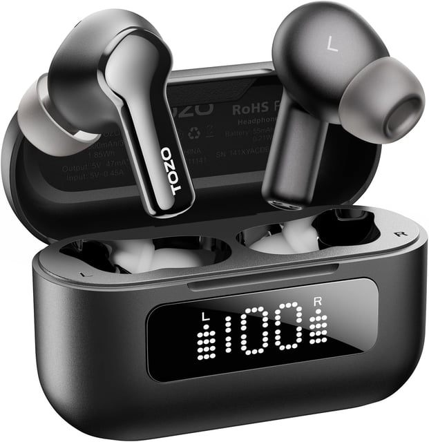 TOZO Hybrid Active Noise Cancelling Wireless Earbuds with 6 Mics AI Clear Call Ear Buds 68H Playtime with LED Display 32 Preset EQs via APP Bluetooth 5.3 IPX8 Waterproof in Ear Headphones - product photo 5 of 5