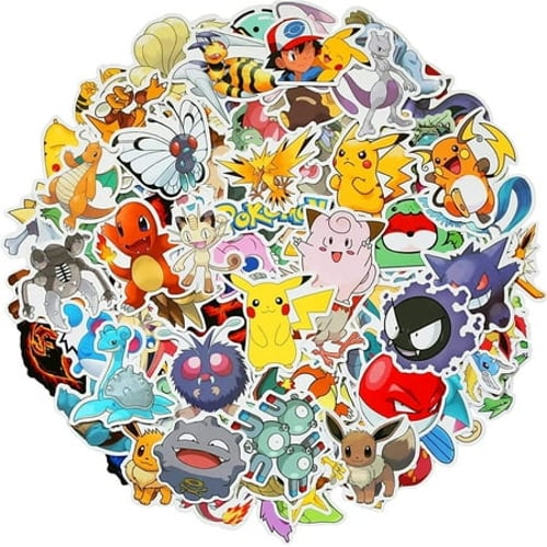 Pokémon sticker set displayed with gift bag packaging