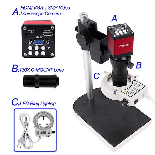 NICE-POWER microscope foldable stand and LED ring light detail