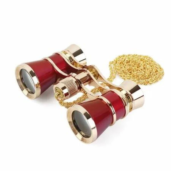 TEHAUX 3X25 Opera Glasses with Chain, Full Metal Vintage Theater Binoculars for Women & Adults, Compact High Definition Mini Binoculars for Musical Concert Broadway Ballet & Horse Racin, Gold - product photo 2 of 5