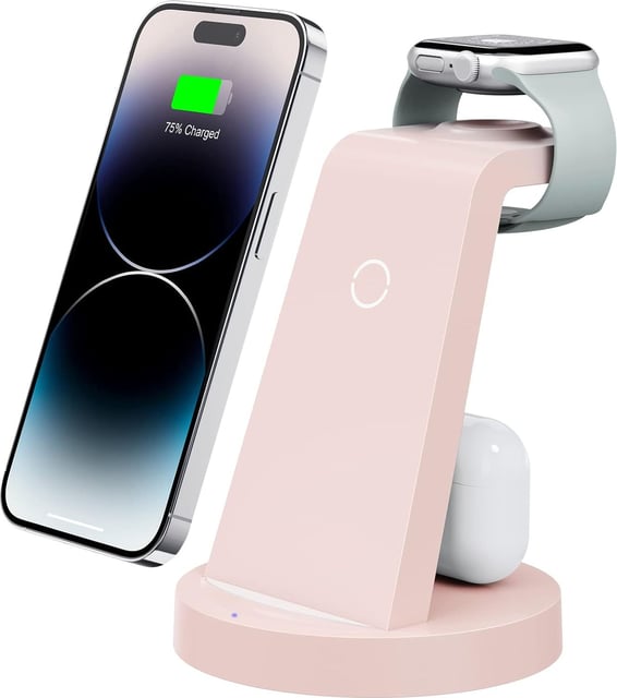 Anlmz 3 in 1 Charging Station for iPhone, Wireless Charger for iPhone 17 16e 16 15 14 13 12 11 X Pro Max & Apple Watch - Wireless Charging Station for AirPods 4 3 Pro - product photo 5 of 5