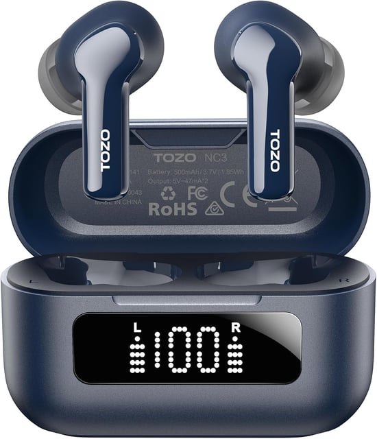 TOZO Hybrid Active Noise Cancelling Wireless Earbuds with 6 Mics AI Clear Call Ear Buds 68H Playtime with LED Display 32 Preset EQs via APP Bluetooth 5.3 IPX8 Waterproof in Ear Headphones - product photo 3 of 5