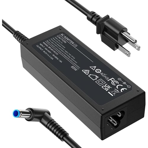 FUNNYERA HP laptop charger 65W with blue tip connector