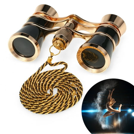 TEHAUX 3X25 Opera Glasses with Chain, Full Metal Vintage Theater Binoculars for Women & Adults, Compact High Definition Mini Binoculars for Musical Concert Broadway Ballet & Horse Racin, Gold - product photo 5 of 5