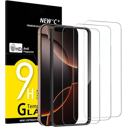 NEW'C 3-pack iPhone 16 Pro screen protector with installation tray