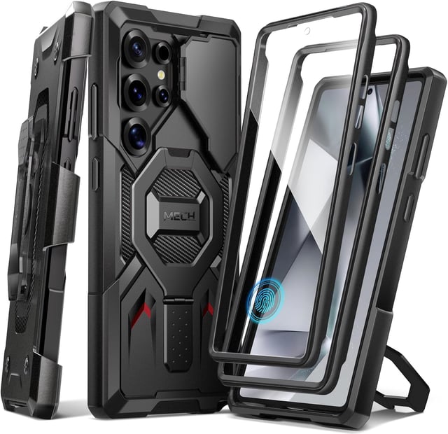 TONGATE Magnetic Stand for Samsung Galaxy S26 Ultra Case, Compatible with Magsafe, [Camera Cover & 2 Front Frames][Military Drop Protection] S26 Ultra Case Built-in Screen Protector & Belt Clip, Black - product photo 3 of 5
