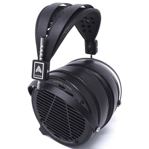 Audeze LCD2C full view showing wood earcups and leather headband