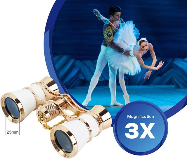 Aethrix 3X25 Opera Glasses for Women Binoculars with Adjustable Handle & Chain, Portable Vintage Theater Glasses Compact Binoculars for Adults in Music Concerts Opera Houses Cinema - product photo 5 of 5