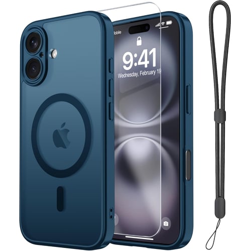 Janmitta Magnetic iPhone 16 Case in Deep Blue translucent matte finish