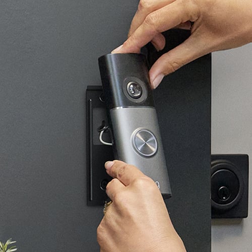 Ring Wired Doorbell Pro installed on front door in residential setting