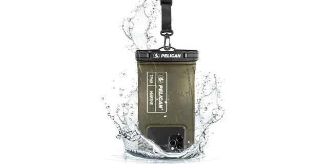 Pelican Marine - IP68 Waterproof Phone Pouch w/Storage Pocket (Large) - Floating Waterproof Phone Case - Beach Cruise Travel Essentials - Fits All Phones - Detachable Lanyard - Black/Hi-Vis Yellow - product photo 5 of 5