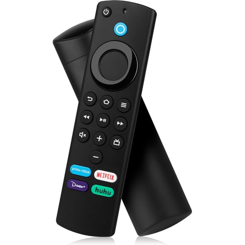 Fire TV remote control in hand showing size and design