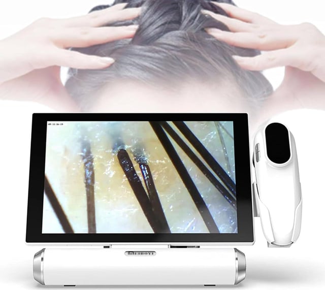 Skin Diagnostic Hair Analyzer, 11-inch Skin Scalp Detector MultiFunctional Hair Follicle Analyser Machine with 50x/200x Dual Heads, Skin Health Detection for Home Salon Use