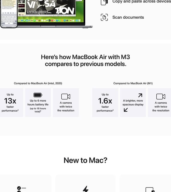 Apple 2026 MacBook Air 15-inch Laptop with M5 chip: Built for AI, 15.3-inch Liquid Retina Display, 16GB Unified Memory, 512GB SSD, 12MP Center Stage Camera, Touch ID, Wi-Fi 7; Midnight - product photo 2 of 5
