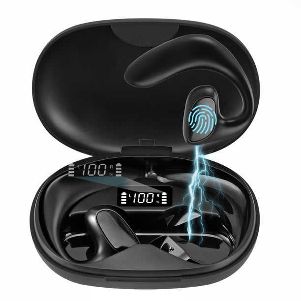 Active Noise Cancelling Earbuds Wireless Bluetooth Headphones 80H Playtime LED Power Display Charging Case Over Ear Hooks Ear Buds with Hi-Res Sound & Clear Calls for Sports Running Gym Workout Black - product photo 5 of 5