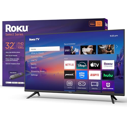 Roku Smart TV – 32-Inch Select Series, 1080p Full HD TV – Roku TV with Voice Remote – Flat Screen LED Television with Wi-Fi for Streaming Live Local News, Sports, Family Entertainment - product photo 2 of 5