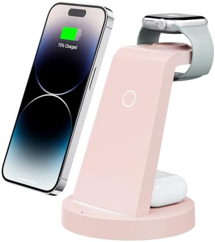 Anlmz 3 in 1 Charging Station for iPhone, Wireless Charger for iPhone 17 16e 16 15 14 13 12 11 X Pro Max & Apple Watch - Wireless Charging Station for AirPods 4 3 Pro - product photo 3 of 5