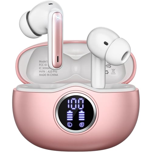 Fhumsh A10 Pro Rose Gold Wireless Earbuds in Case