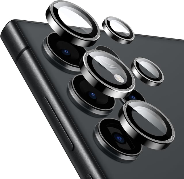 WSKEN for Samsung Galaxy S24 Ultra Camera Lens Protector, Ultra Thin Scratch Resistant 9H Tempered Glass with Aluminum Metal Circle Camera Screen Protector Cover Accessories, Black - product photo 2 of 5