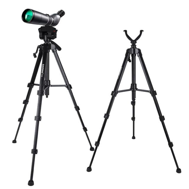 Spotting Scope Tripod, Shooting Tripod and Compact Shooting Stand Rest Hunting V Yoke, with Binoculars Adapter and Removable 360° Rotate Fluid Head, Perfect for Binoculars, Spotting Scope, Shooting - product photo 3 of 5