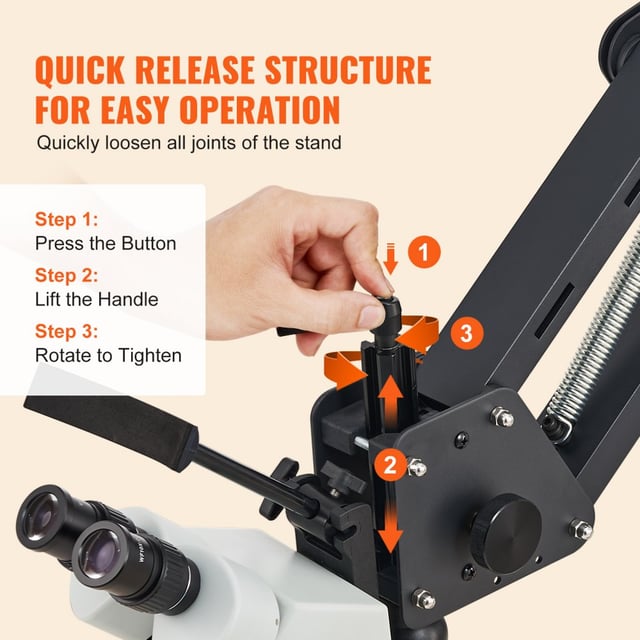 VEVOR Multi-Directional Microscope with Spring Bracket, Micro Jewelry Inlaid Stand, with Integrated USB Ring LED Light, 7X-45X Magnification Jewelry Microscope, Jewelers Microscope for Jewelry Inlay - product photo 4 of 5
