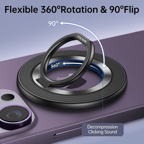 ZBHISHE MagSafe ring grip attached to iPhone showing side profile