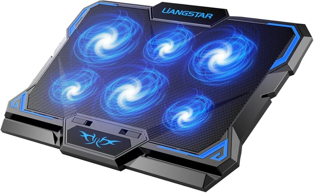 LIANGSTAR Laptop Cooling Pad, Laptop Cooler with 6 Quiet Fans for 12-17 Inch Notebook Gaming Fan Stable Stand, 7 Height & Wind Speed Adjustable, 2 USB Port & Phone Holder (Black) - product photo 2 of 5