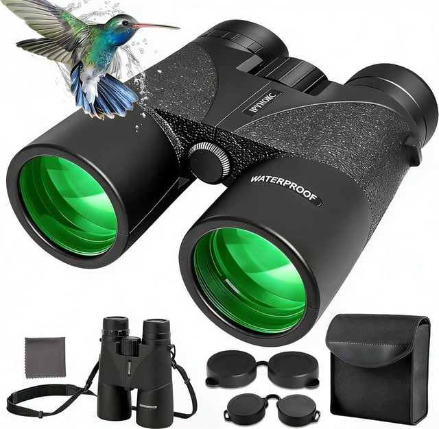 IPYNOKC 12x42 HD Binoculars for Adults, BAK4 Prism Waterproof Lightweight Binoculars with Low Light Vision for Bird Watching, Hunting, Hiking, Travel, Cruise