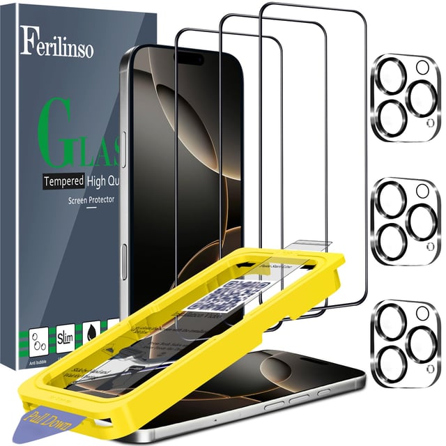 Ferilinso [Auto Dust Install] 3 Pack Screen Protector for Samsung Galaxy S26 Ultra, Military Grade Shatterproof, with 3Pack Tempered Glass Camera Lens Protector, Phone Case Friendly Accessories - product photo 3 of 5