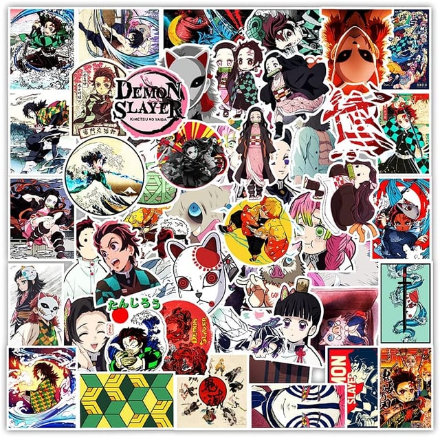 55pcs Demon Anime Slayer‌ Stickers for Teens, Teen-Age Hot Cartoon Sticker for Water Bottle,Laptop,Waterproof Vinyl Decals for Teen Adult Party Supply Favor Decor(Colourful-A) - product photo 3 of 5