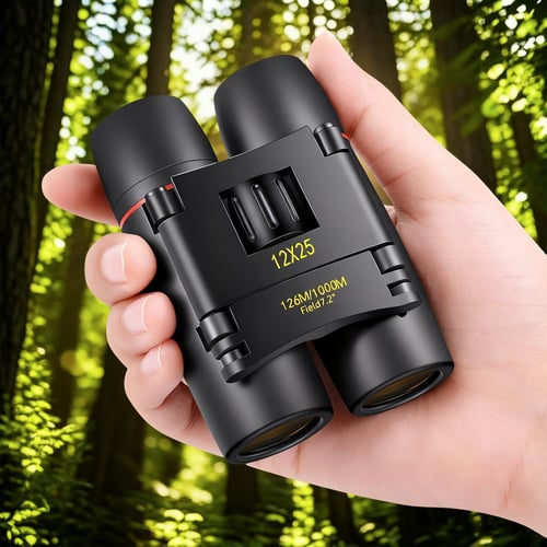 12X25 compact pocket binoculars front view