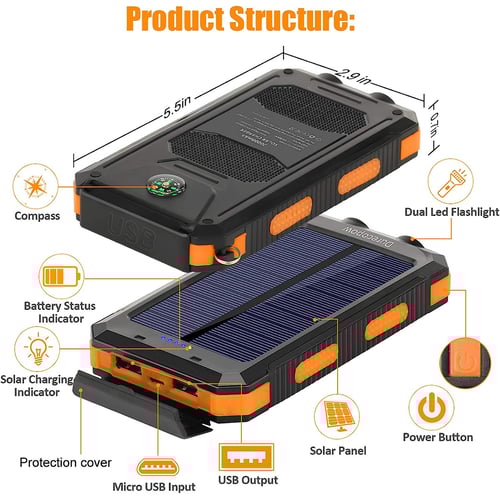 Durecopow solar power bank in outdoor camping setting
